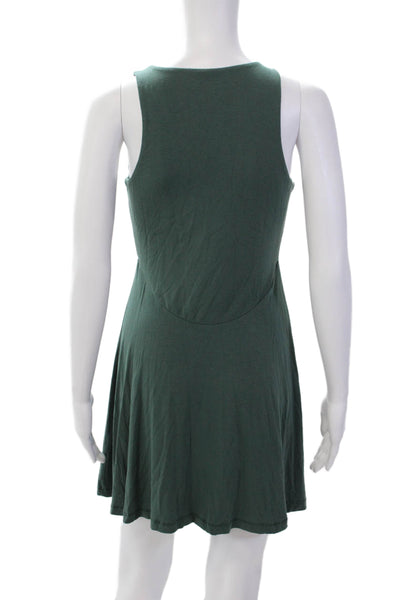 Athleta Women's Sleeveless Round Neck Fit Flare Casual Mini Dress Green Size S