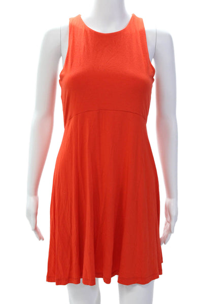 Athleta Women's Round Neck Sleeveless Fit Flare Mini Dress Orange Size S