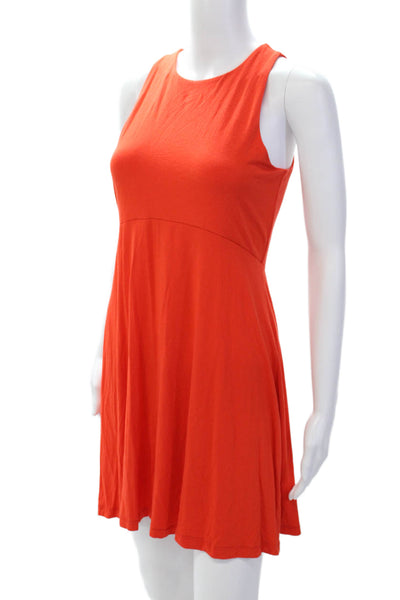 Athleta Women's Round Neck Sleeveless Fit Flare Mini Dress Orange Size S