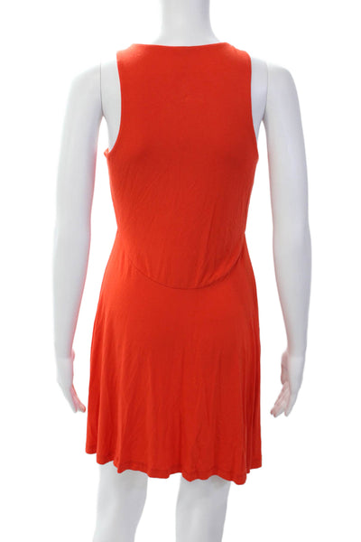 Athleta Women's Round Neck Sleeveless Fit Flare Mini Dress Orange Size S