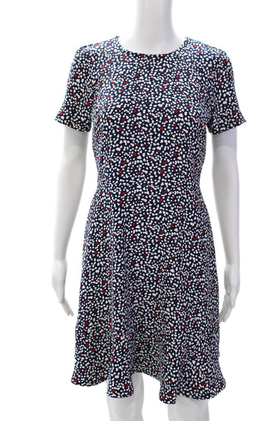 Michael Michael Kors Women's Short Sleeves Printed Tiered Mini Dress Blue Size 2