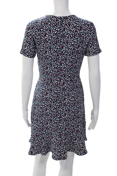 Michael Michael Kors Women's Short Sleeves Printed Tiered Mini Dress Blue Size 2