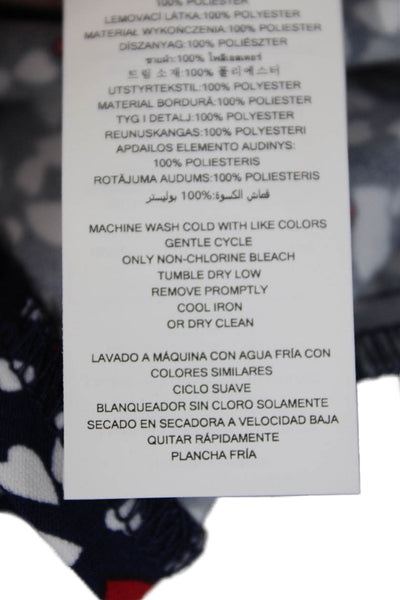 Michael Michael Kors Women's Short Sleeves Printed Tiered Mini Dress Blue Size 2