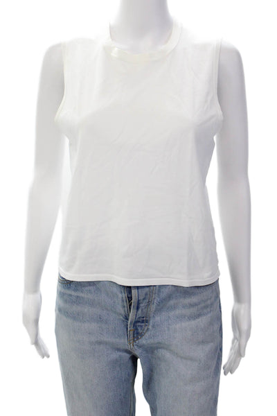 We Wore What Women's Round Neck Short Sleeves Eyelet Blouse White Size S