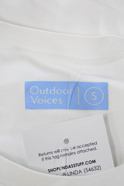We Wore What Women's Round Neck Short Sleeves Eyelet Blouse White Size S