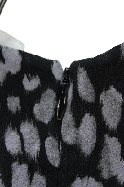 Joie Women's Round Neck Sleeveless Animal Print Silk Blouse Black Size XS