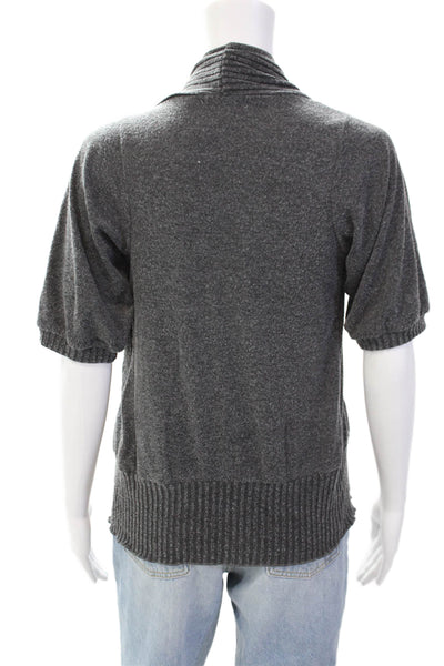 Silence And Noise Women's Short Sleeves Open Front Cardigan Sweater Gray Size S