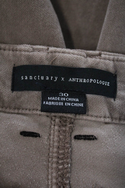 Sanctuary x Anthropologie Womens Zipper Fly Mid Rise Velvet Pants Brown Size 30