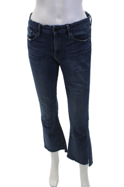 Frame Denim Womens Cotton Dark Wash Zippered Bootcut Jeans Blue Size 28