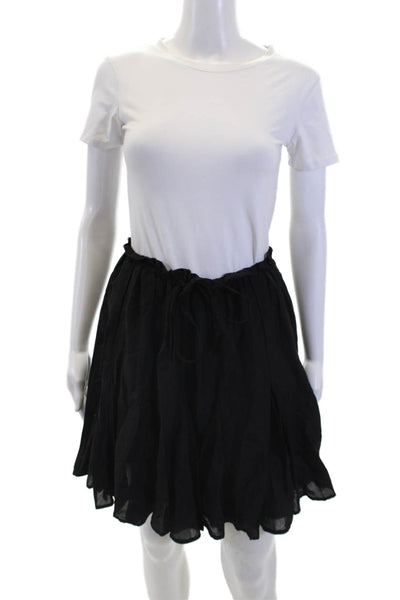 Sabina Musayev Womens Tied Stretch Flowy Casual Mini Skirt Black Size M