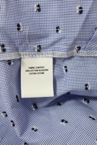 10 Crosby Derek Lam Womens Cotton V-neck Half Sleeve Lined Blouse Blue Size S