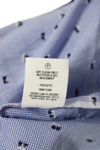 10 Crosby Derek Lam Womens Cotton V-neck Half Sleeve Lined Blouse Blue Size S