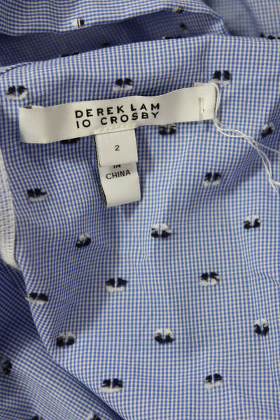 10 Crosby Derek Lam Womens Cotton V-neck Half Sleeve Lined Blouse Blue Size S