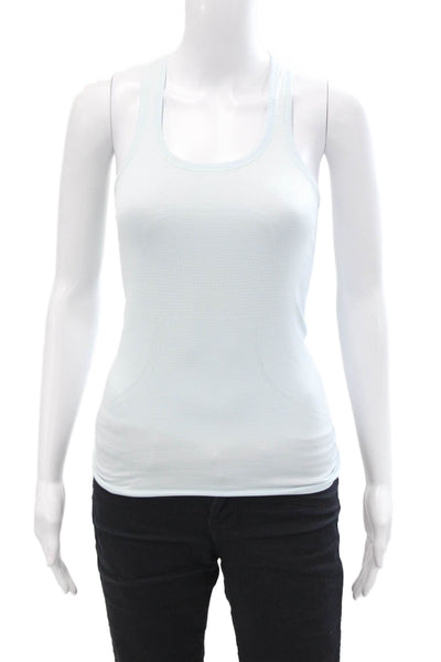 Lululemon Womens Scoop Neck Striped Knit Racerback Tank Top Blue Size 2