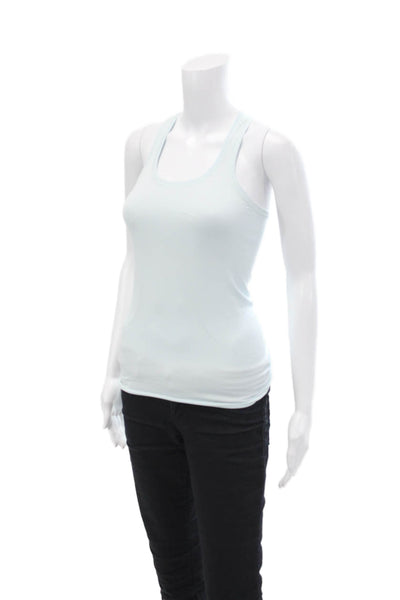 Lululemon Womens Scoop Neck Striped Knit Racerback Tank Top Blue Size 2