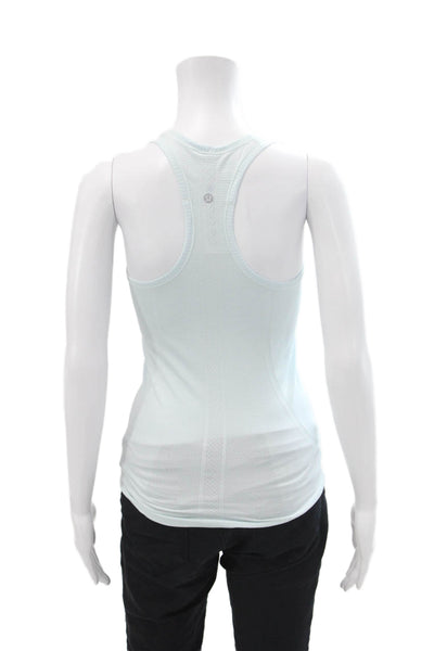 Lululemon Womens Scoop Neck Striped Knit Racerback Tank Top Blue Size 2