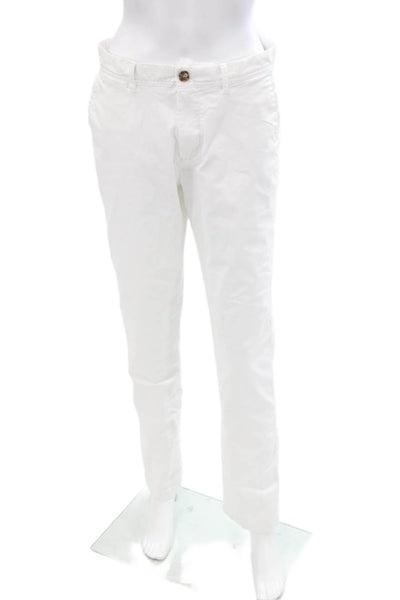 Reiss Womens Cotton High Rise Slim Straight Leg Pants White Size 30