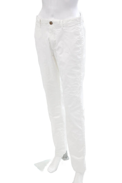 Reiss Womens Cotton High Rise Slim Straight Leg Pants White Size 30