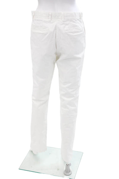 Reiss Womens Cotton High Rise Slim Straight Leg Pants White Size 30