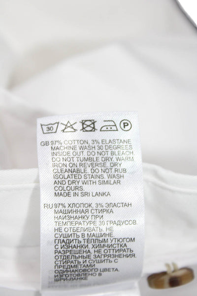 Reiss Womens Cotton High Rise Slim Straight Leg Pants White Size 30