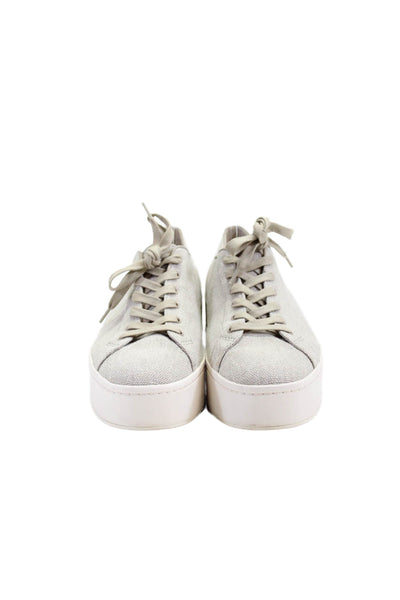 Vince Womens Lace Up Round Toe Low Top Sneakers Brown Canvas Size 8.5M