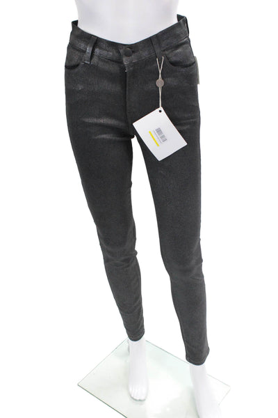 J Brand Womens Cotton Zippered High-Waisted Skinny Jeans Black Size 27