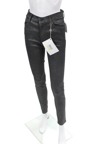 J Brand Womens Cotton Zippered High-Waisted Skinny Jeans Black Size 27