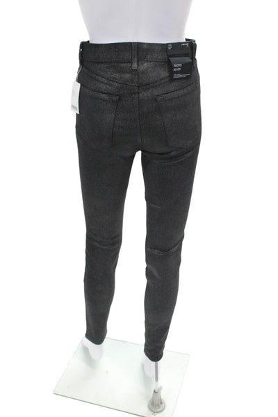 J Brand Womens Cotton Zippered High-Waisted Skinny Jeans Black Size 27