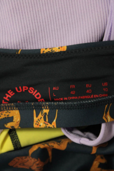 The Upside Textured Spaghetti Strap Graphic Print Sports Bra Navy Size 10