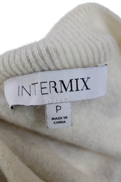 Intermix Women's Long Sleeves Cashmere V-Neck Pullover Sweater Cream Size P