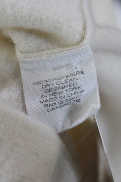 Intermix Women's Long Sleeves Cashmere V-Neck Pullover Sweater Cream Size P
