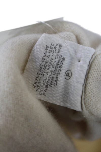 Intermix Women's Long Sleeves Cashmere V-Neck Pullover Sweater Cream Size P