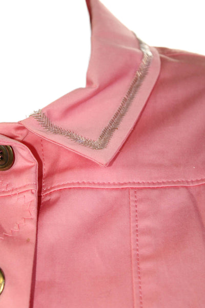 Sigrid Olsen Womens Button Front Collared Light Jacket Pink Cotton Size 6