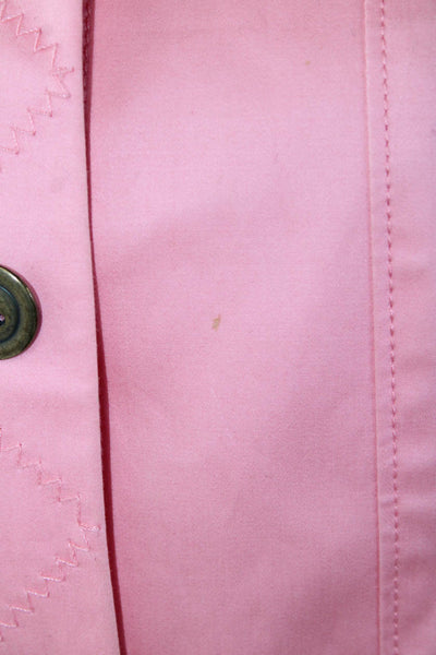 Sigrid Olsen Womens Button Front Collared Light Jacket Pink Cotton Size 6