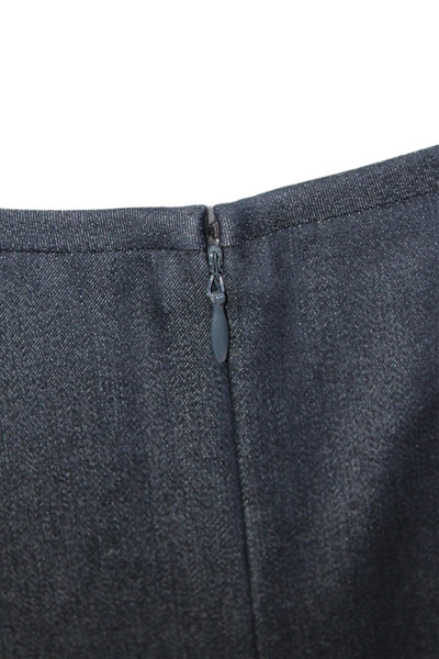 Tahari Womens Two Button Pointed Lapel Skirt Suit Blue Cotton Size 6P