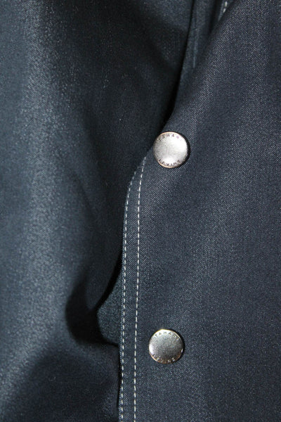 Tahari Womens Two Button Pointed Lapel Skirt Suit Blue Cotton Size 6P