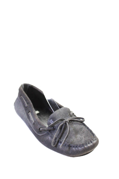 Fratelli Rossetti Womens Leather Bow Accent Boat Shoes Dark Gray Size 8