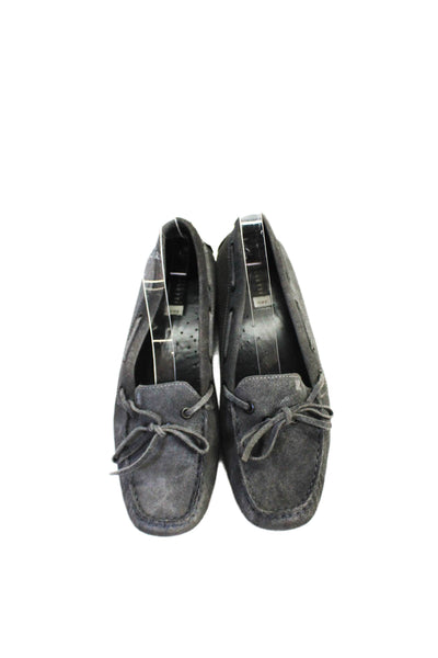 Fratelli Rossetti Womens Leather Bow Accent Boat Shoes Dark Gray Size 8