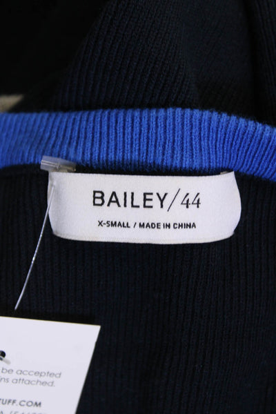 Bailey 44 Womens Tight Knit Arm Cut Out Detail V-Neck Sweater Navy Blue Size XS