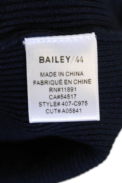 Bailey 44 Womens Tight Knit Arm Cut Out Detail V-Neck Sweater Navy Blue Size XS