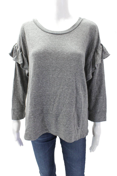 Current/Elliott Womens Long Sleeve Ruffle Detail Sweatshirt Gray Size 0