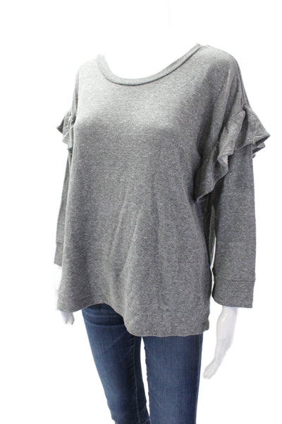 Current/Elliott Womens Long Sleeve Ruffle Detail Sweatshirt Gray Size 0