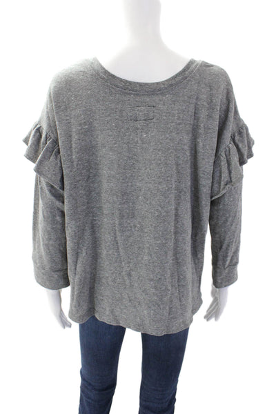 Current/Elliott Womens Long Sleeve Ruffle Detail Sweatshirt Gray Size 0