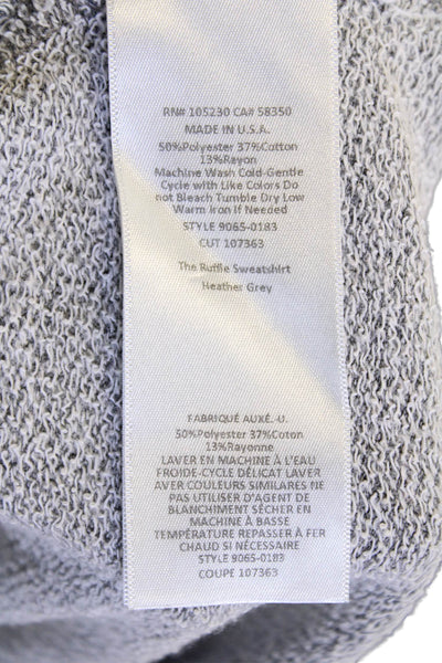Current/Elliott Womens Long Sleeve Ruffle Detail Sweatshirt Gray Size 0