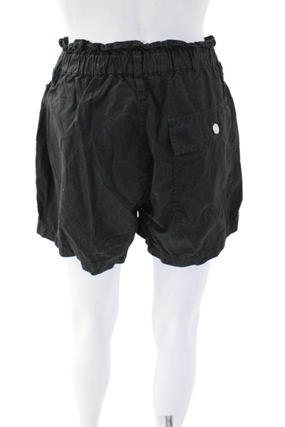 Amo Womens Cotton Buttoned Drawstring Paper Bag Casual Shorts Black Size XS