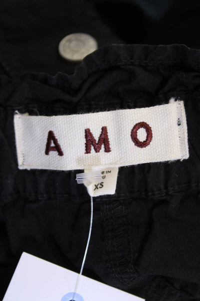 Amo Womens Cotton Buttoned Drawstring Paper Bag Casual Shorts Black Size XS