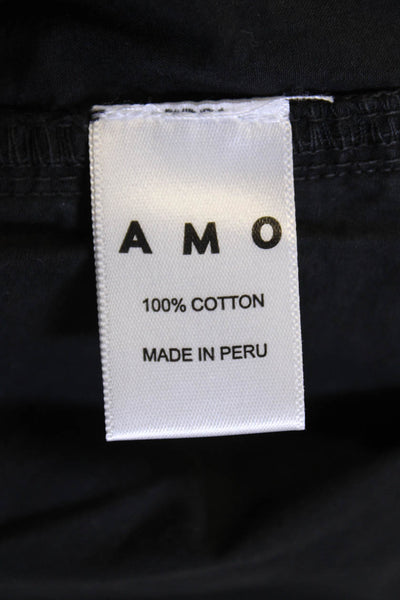 Amo Womens Cotton Buttoned Drawstring Paper Bag Casual Shorts Black Size XS