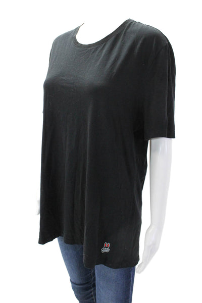 Psycho Bunny Womens Cotton Short Sleeve Round Neck Basic T-shirt Black Size L
