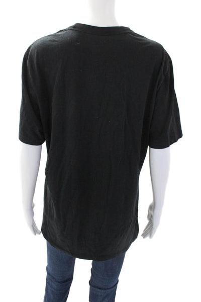 Psycho Bunny Womens Cotton Short Sleeve Round Neck Basic T-shirt Black Size L
