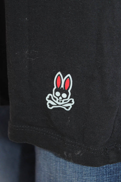 Psycho Bunny Womens Cotton Short Sleeve Round Neck Basic T-shirt Black Size L